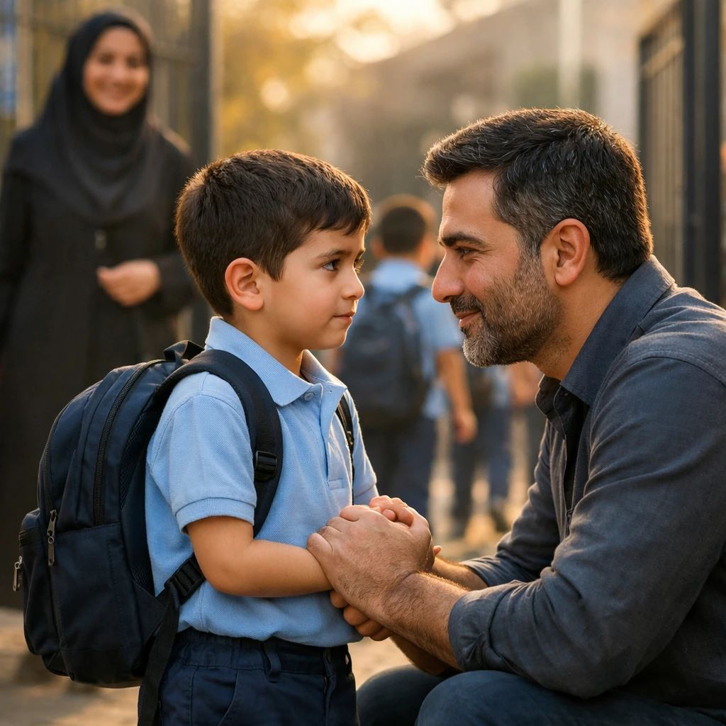 صمیمت پدر و پسر یک عامل مهم در کاهش اضطراب جدایی روز اول مدرسه است.